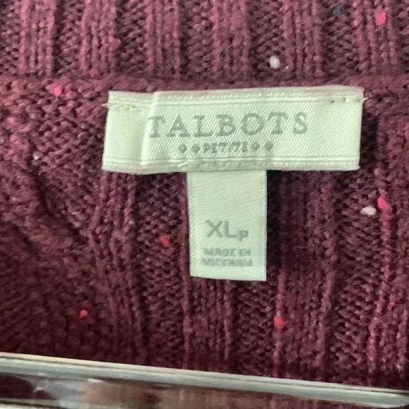Talbots Burgundy Maroon Cable Knit Mock Neck Sweater - Picture 2 of 7
